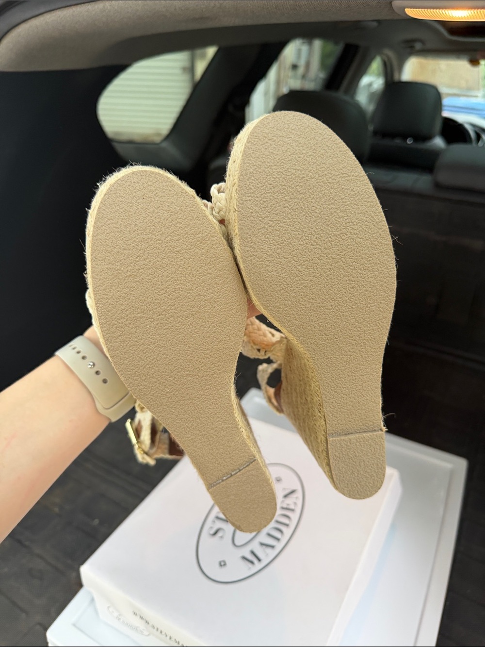 Steve Madden Natural Braided Espadrille Wedge Sandals in Beige - Picture 3 of 4